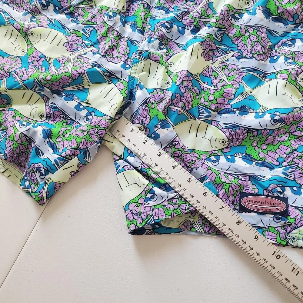 Vineyard Vines Shorts Mens Medium Blue Fish Swim Trunks Board Shorts